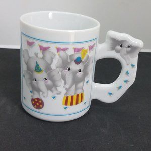 Vintage Elephant Circus Mug Unique Handle 10 ounce